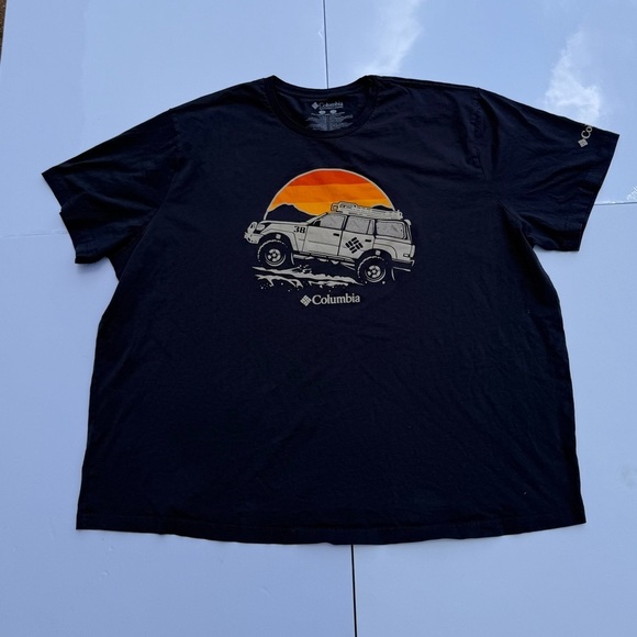 Columbia Men’s Navy Graphic Tee 4XL Outdoor Sunset Print T-Shirt - Picture 1 of 3